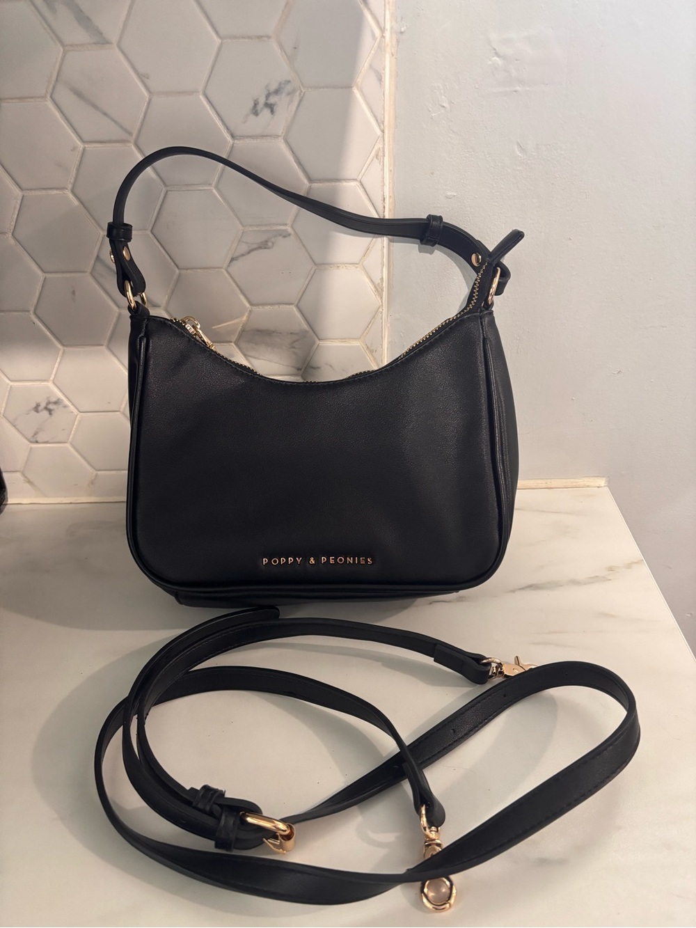 Poppy & Peonies Black Soirée Bag